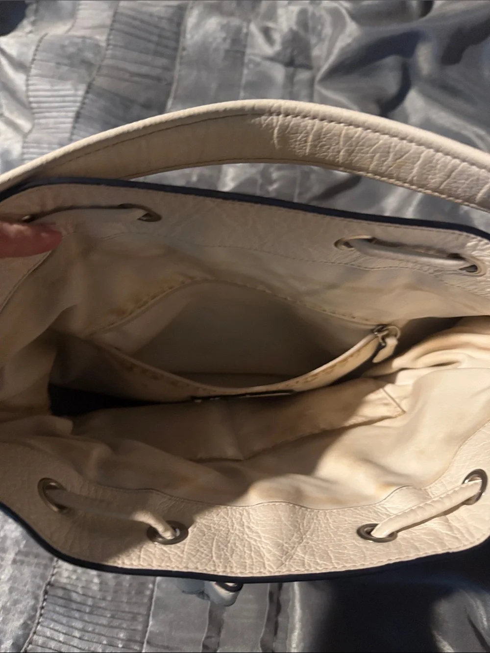 Coach Navy and Off White Drawstring Shoulder Bag